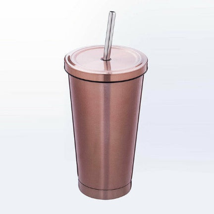 Gobelet en inox 500 ml avec couvercle et paille - Moderne et pratique