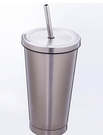 Gobelet en inox 500 ml avec couvercle et paille - Moderne et pratique