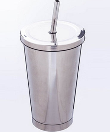 Gobelet en inox 500 ml avec couvercle et paille - Moderne et pratique