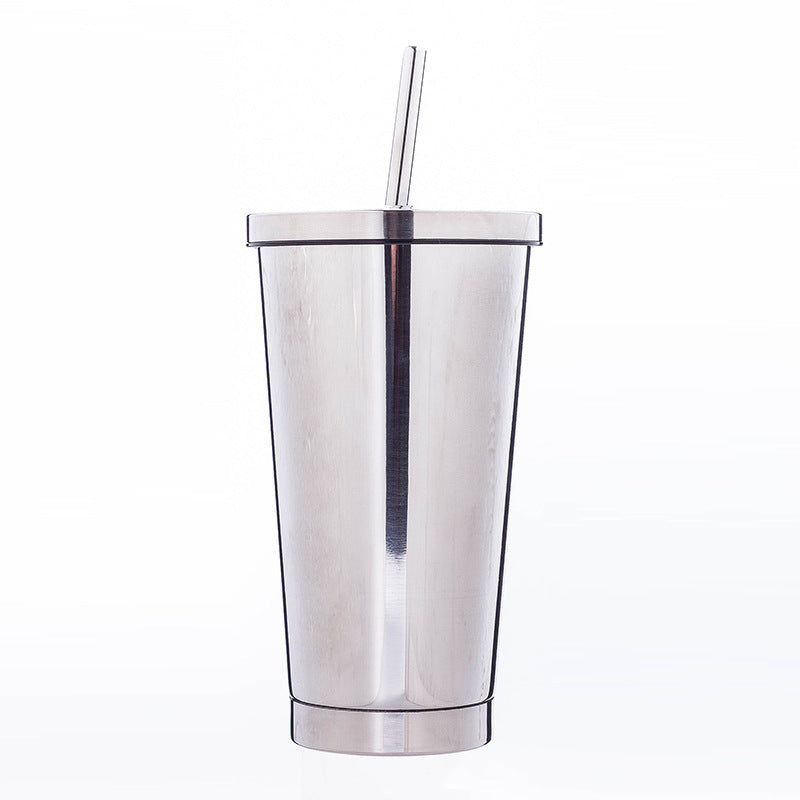 Gobelet en inox 500 ml avec couvercle et paille - Moderne et pratique